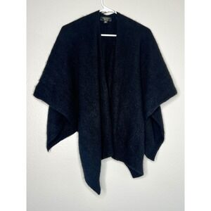 Charter Club Luxury Cashmere Poncho Wrap Black One Size 100% Cashmere Shawl